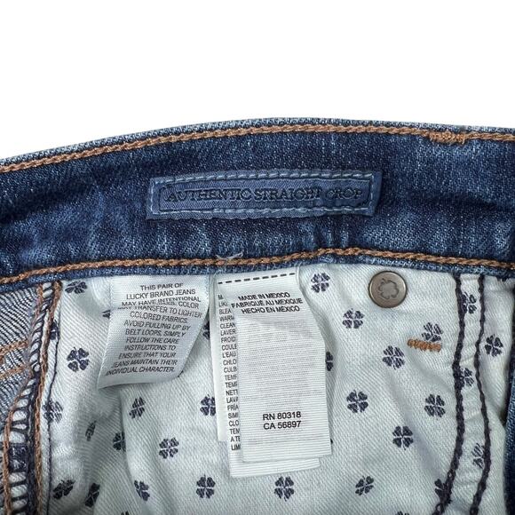 Lucky Brand Mid Rise Authentic Straight Crop Denim Jeans Dark Wash Womens 0 / 25 - Picture 7 of 9